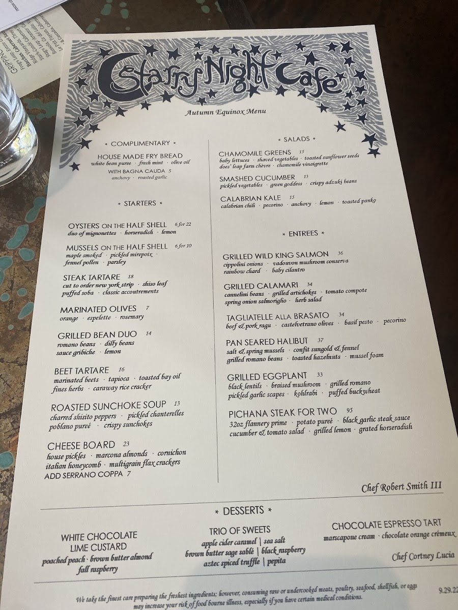 Menu Starry Night Café-2